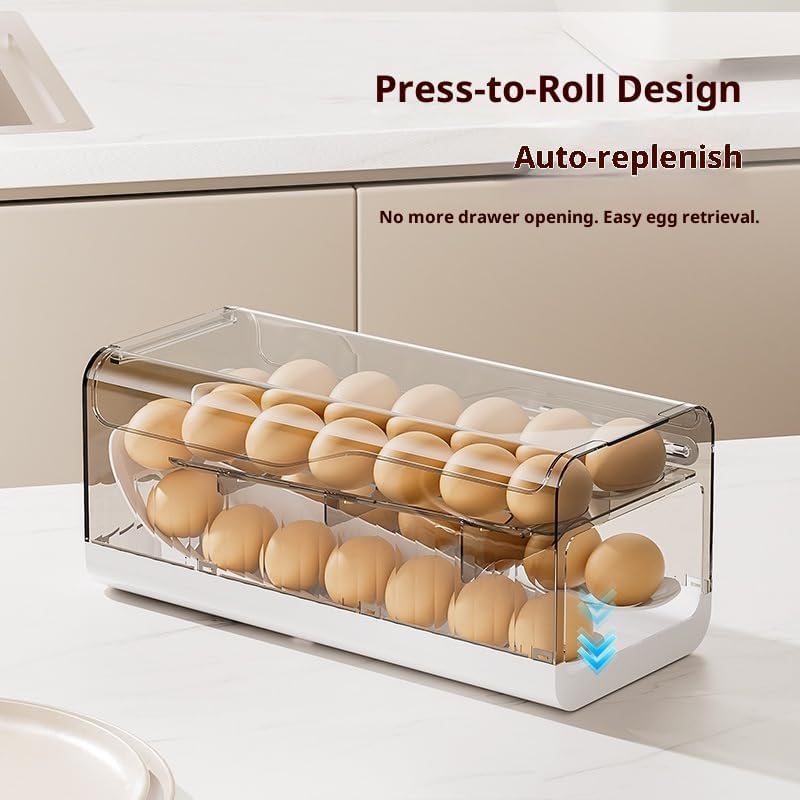 Egg Dispenser for Refrigerator, 32-Count Press-Type Egg Holder - Image 6