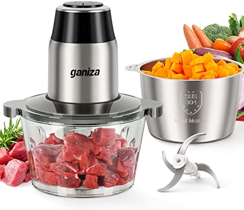 Ganiza Food Processors with 2 Bowls, 450W Meat Grinder Vegetable Chopper by Ganiza