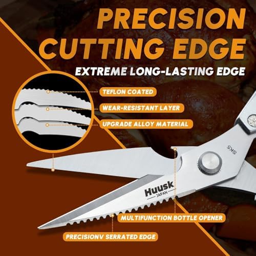 Huusk Kitchen Scissors and Vegetable Peeler Set, Japanese Stainless Steel - Image 3