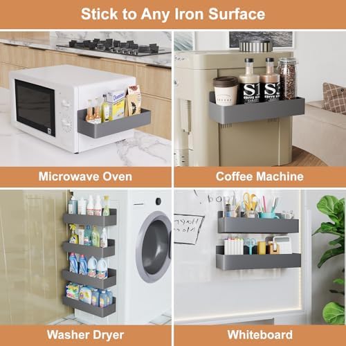 Mystozer Magnetic Spice Rack for Refrigerator Grey, 4 Pack - Image 6