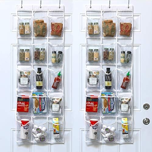 Simple Houseware 15 Pockets Clear Over the Door Pantry Organizer, 2 Pack by SimpleHouseware