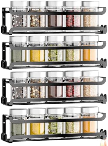 LUCYCAZ 4 Pack Wall Mounted Spice Rack by LUCYCAZ