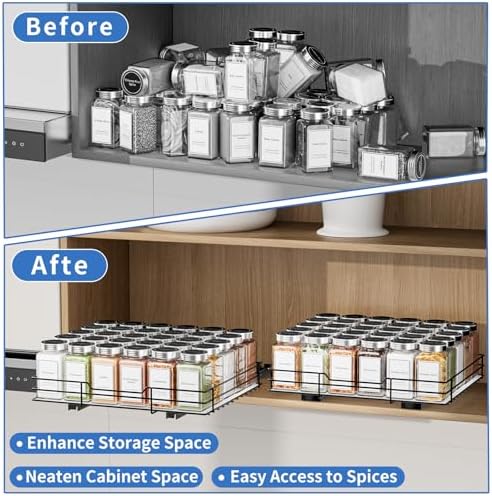 BOIVSHI Spice Rack Organizer for Cabinet, 1 Tier Pull Out Spice Rack, Spice - Image 5