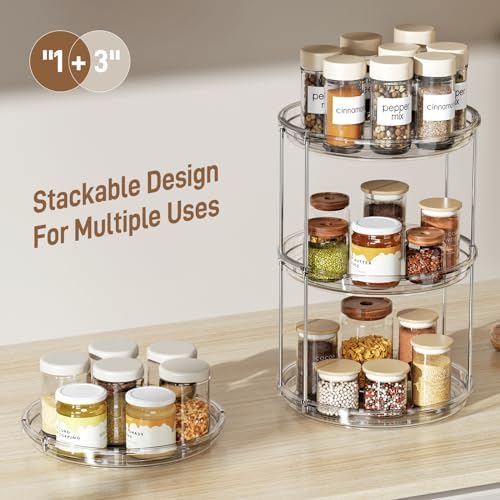 LAMU 3 Pack 2 Tier Lazy Susan Turntable Organizer 9.25'' Rotating Spice Rack - Image 6