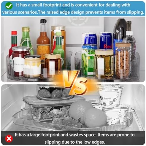 Lazy Susan Turntable Organiser for Fridge, 360°Rotating Spice Racks for Kitchen - Image 2