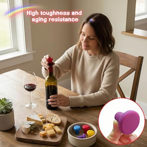 Reusable Silicone Wine Stoppers, 4 Pack Airtight Leak-Proof Bottle Sealer - Image 4