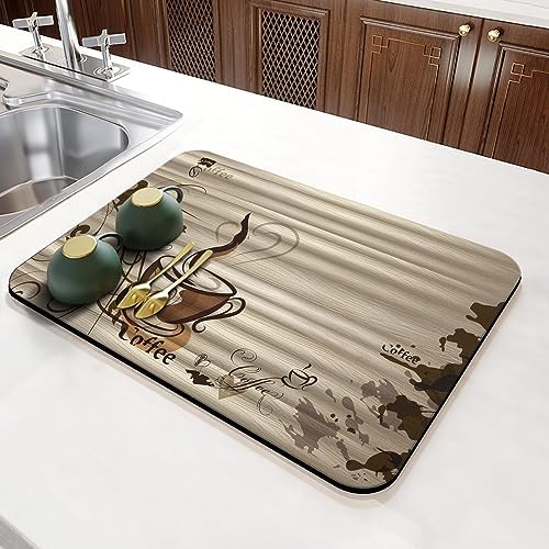 Fun Coffee Mat, Absorbent Hide Stain Anti-Slip Coffee Bar Accessories, Dish - Image 4