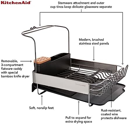 KitchenAid Full Size, Rust Resistant Expandable Dish Rack - Image 6