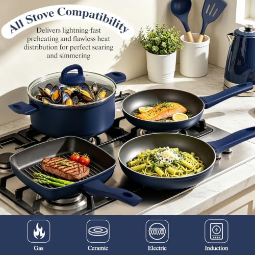 Pots and Pans Set Nonstick, Umite Chef Kitchen Non Stick Induction Cookware & - Image 4