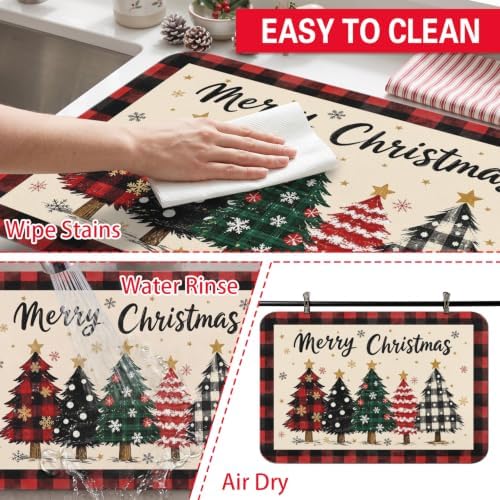 Christmas Dish Drying Mat Kitchen Countertop, Super Absorbent Coffee Bar Mat - Image 3