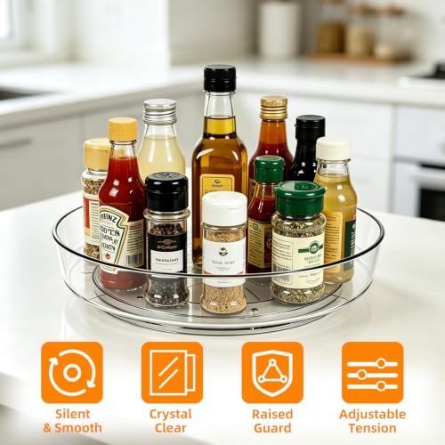 3-Pack 10 Inch Smooth Clear Round Lazy Susan Organizer - Image 6