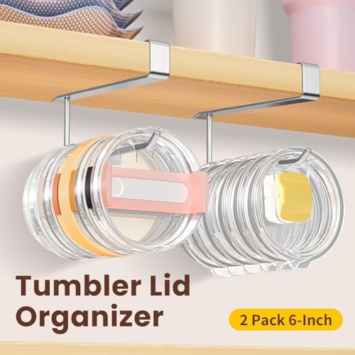 2 Pack Tumbler Lid Organizer, Under Cabinet Cup Lid Holder - Image 2