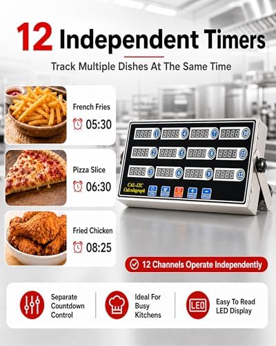 Commercial 12 Channel Digital Kitchen Timer, Calculagraph Fry Timer - Image 2