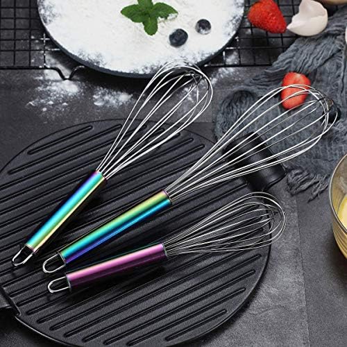 Berglander Rainbow Handle Whisk Pack of 3 Stainless Steel 8", Titianium Plating - Image 4