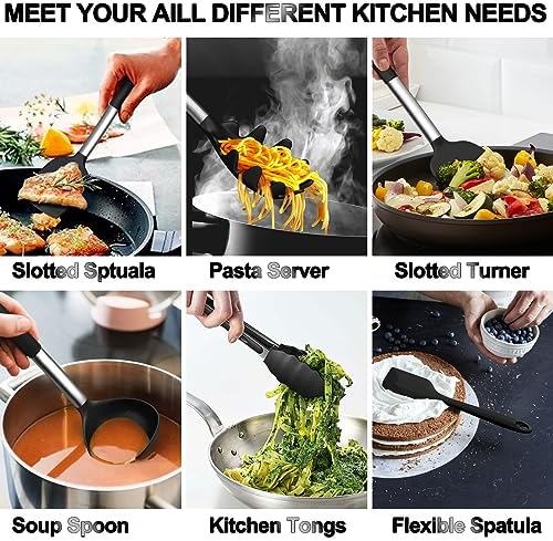 Silicone Kitchen Utensils Set, Umite Chef Large Heat Resistant Cooking Utensil - Image 5