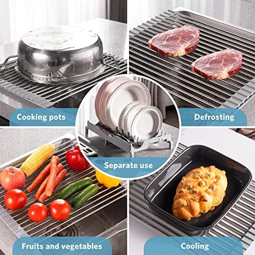Roll Up Dish Drying Rack, 17.1”x13.1”, Build-in Plate Rack - Image 4