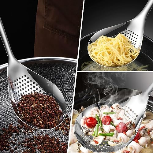 KAYCROWN Skimmer Slotted Spoon, 2 Pack Stainless Steel Pasta Spider Strainer - Image 5