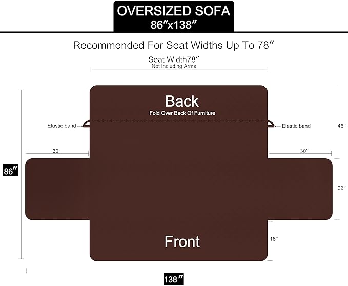 U-NICE HOME Large Sofa Cover Reversible Couch Cover, Dark Blue/Light Grey | - Image 6