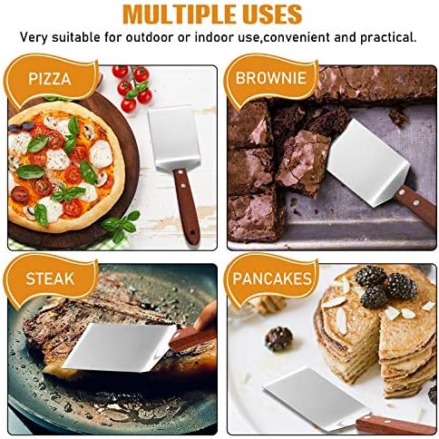 Newtay 2 Pcs Metal Small Spatula Wooden Handle Cookie Baking Scraper Turner - Image 3