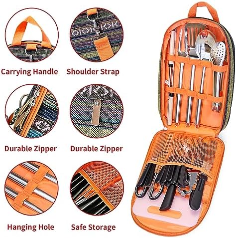 Portable Camping Kitchen Utensil Set-27 Piece Cookware Kit, Stainless Steel - Image 2