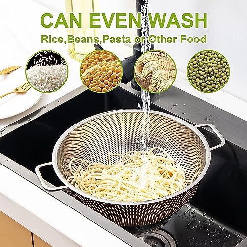 Gulex Stainless Steel Colander Set, Kitchen Strainer, Dishwasher Safe - Image 4