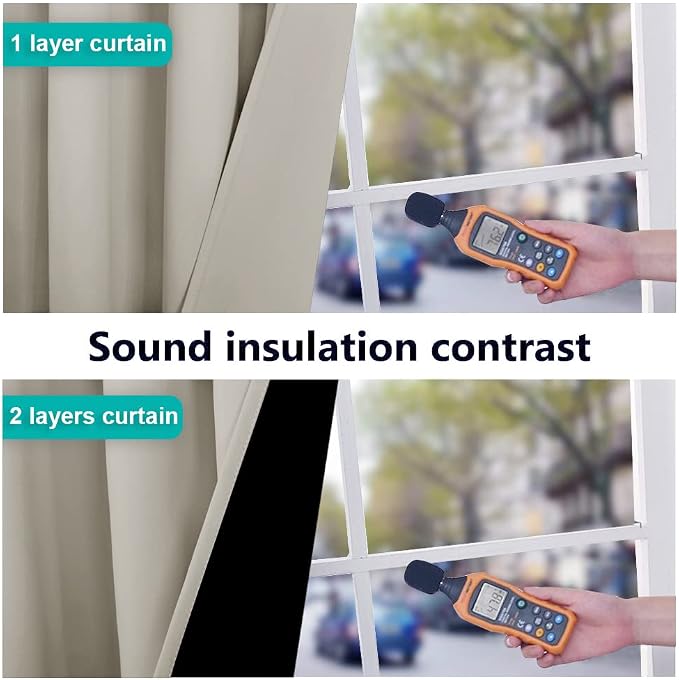 NICETOWN 100% Blackout Curtains 57 inches Long, Double-Deck Completely Blackout - Image 4