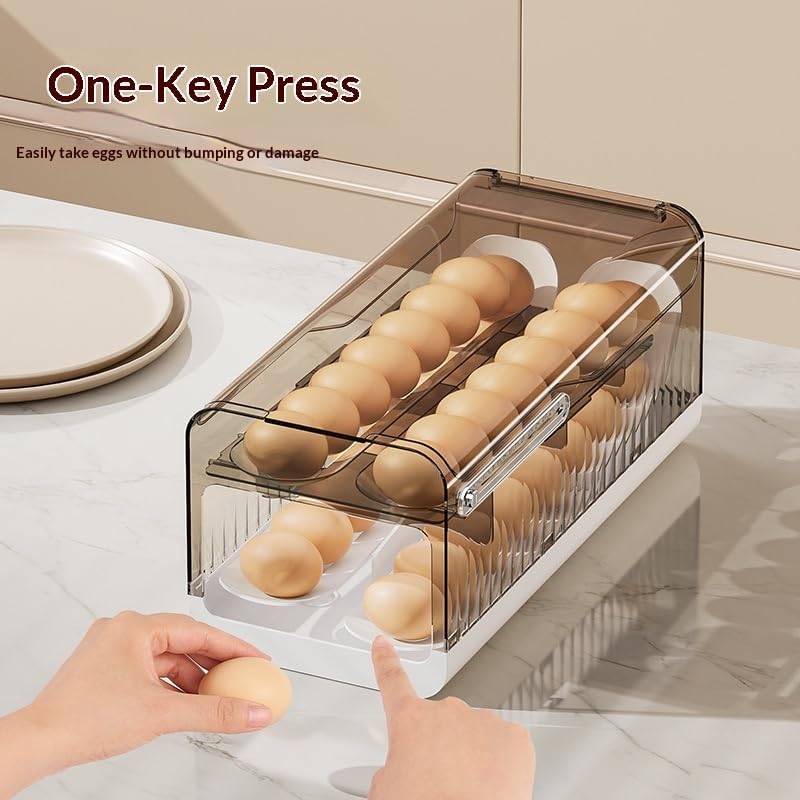 Egg Dispenser for Refrigerator, 32-Count Press-Type Egg Holder - Image 2