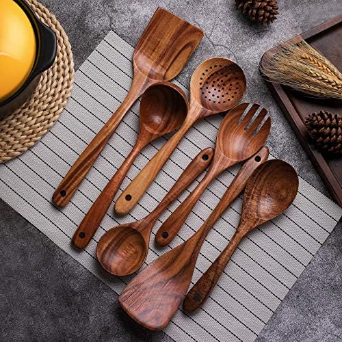 Wooden Non-Stick Kitchen Pan Toolset 7 Pieces Set, Natural Kitchen Utensils - Image 3