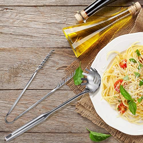 Patelai Stainless Steel Spaghetti Spoon and Pasta Tongs Set, Long Handle Noodle - Image 3