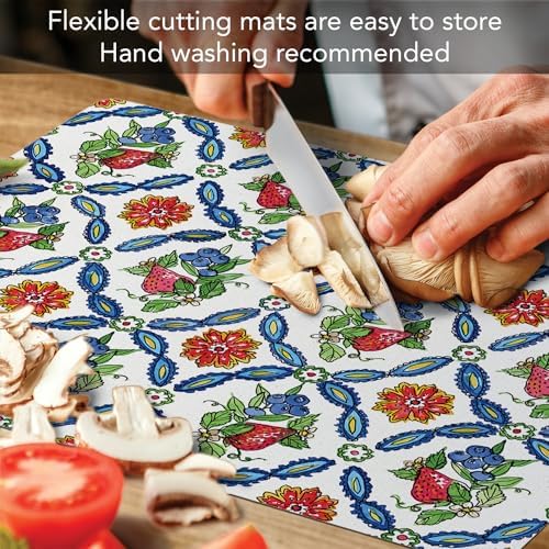 Cut N' Funnel Strawberry Garden Designer Flexible Cutting Board Mat - Image 5