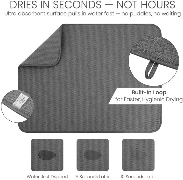 Bellemain Dish Drying Mat, Drying Matt Kitchen Counter, 17 x 24 Inch - Image 3