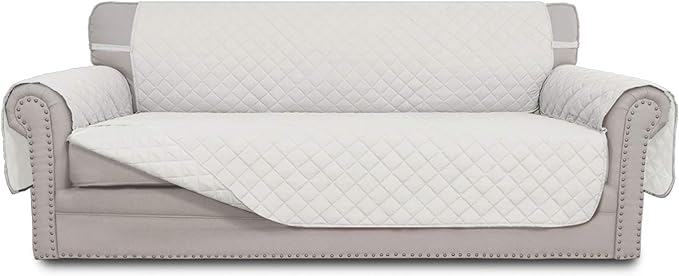 Easy-Going Reversible Couch Cover, 4 Seater Sofa, Ivory/Ivory | XX-Large Sofa by Easy-Going
