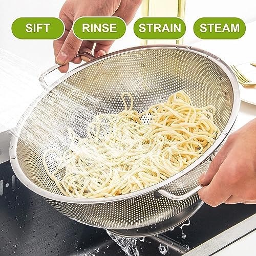 Gulex Stainless Steel Colander Set, Kitchen Strainer, Dishwasher Safe - Image 6