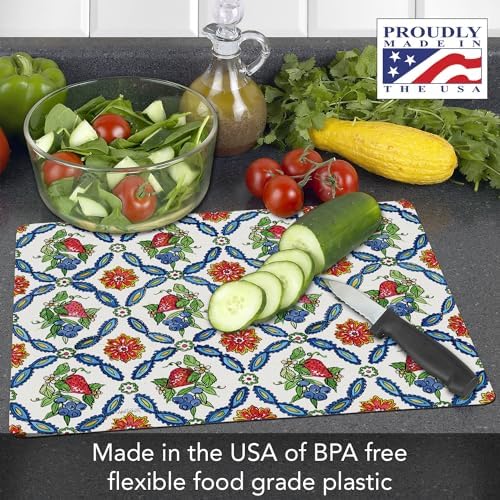Cut N' Funnel Strawberry Garden Designer Flexible Cutting Board Mat - Image 2