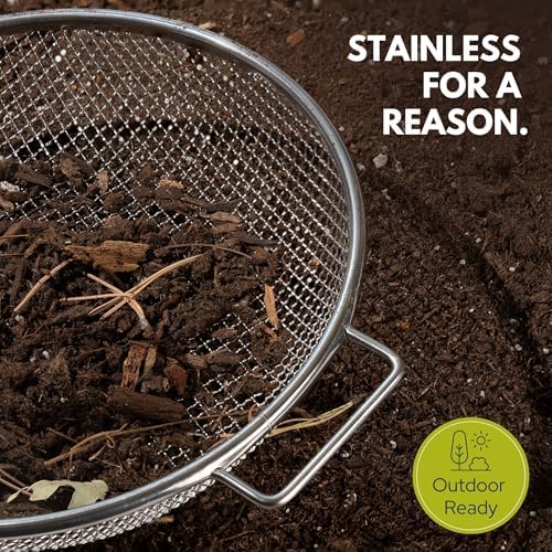 Round Soil Sifter, 1/8-inch Stainless Steel Sieve - Image 5