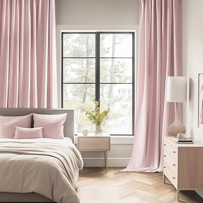 MIULEE Light Pink Back Tab Blackout Curtains 72x84 Inch Length 2 Panels Set | - Image 2