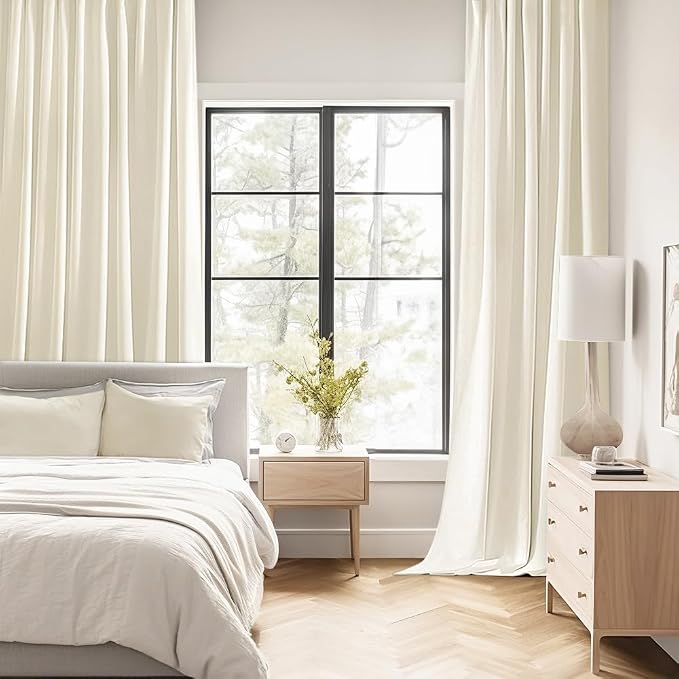 MIULEE Birch Back Tab Blackout Curtains 52x120 Inch Long 2 Panels Set | Rod - Image 2