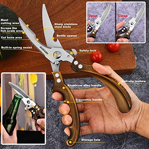 Poultry Shears 2-Pack, Heavy Duty Meat Scissors, Stainless Steel Spring Loaded - Image 3