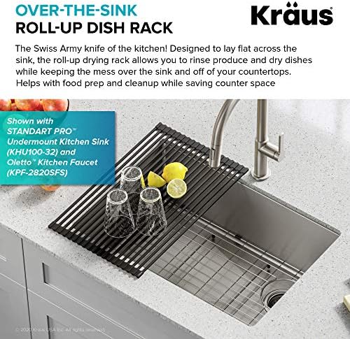 KRAUS Multipurpose Over-Sink Roll-Up Dish Drying Rack, Colander and Trivet in - Image 3