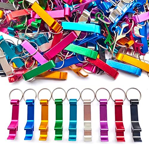 100Pcs Colored Aluminum Bottle Opener Keychain, Soda Beverage Beer Bottle by MTOMDY