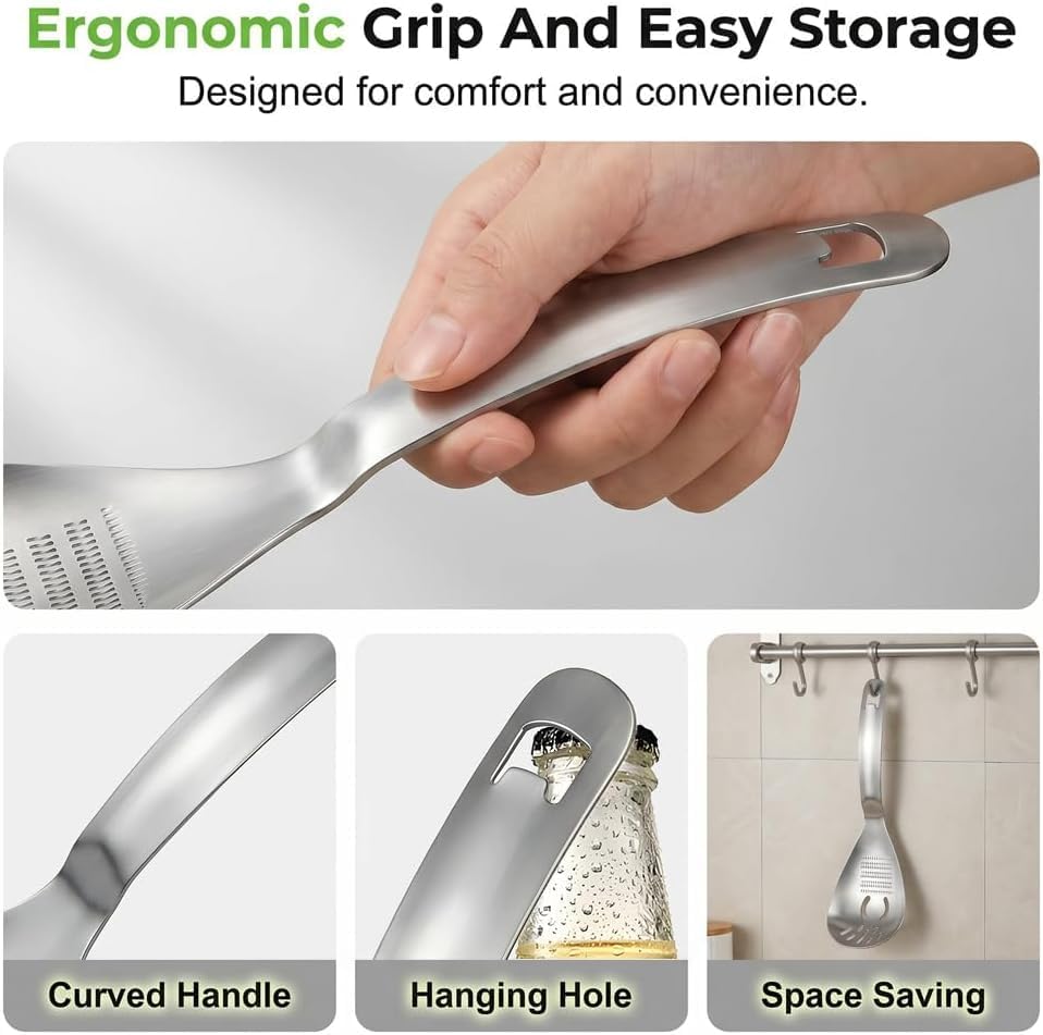 5-in-1 Stainless Steel Cooking Spoon, Egg Separator and Bottle Opener, Kitchen - Image 5