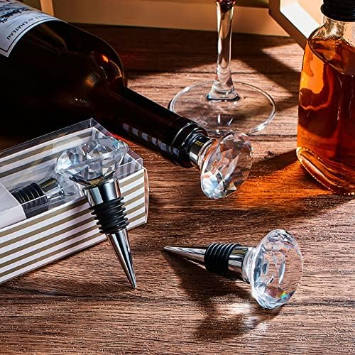 Tessco for you 24 Pieces Crystal Wine Bottle Stoppers Reusable Diamond Cork - Image 4