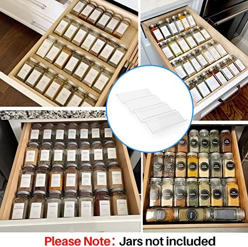 MIUKAA Clear Acrylic Spice Drawer Organizer, 4 Tier Seasoning Jars Drawers - Image 2