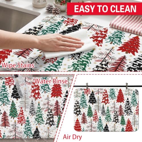 Christmas Dish Drying Mat Kitchen Countertop, Super Absorbent Coffee Bar Mat - Image 3