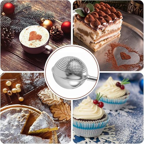 2Pcs Flour Sifter for Baking, One-hand Operation Sugar Shaker Stainless Steel - Image 3