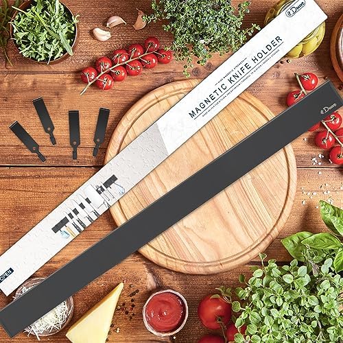 Dmore magnetic knife holder for wall—with 4 hooks, No Drilling 23 Inch black - Image 2