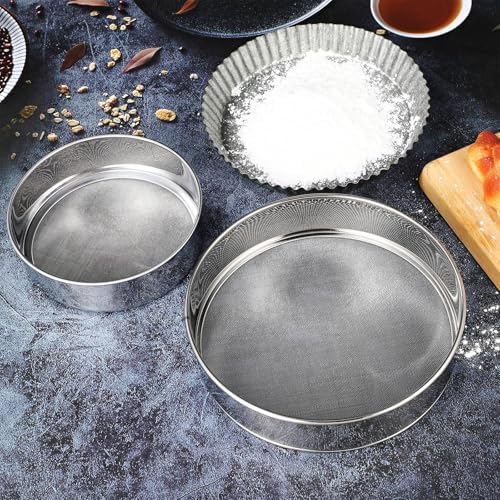 Patelai 2 Pcs Stainless Steel Round Flour Sifter Sieve Fine Mesh - Image 6