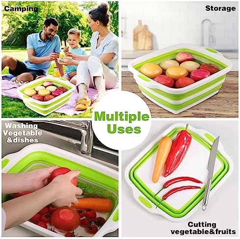2 Pack Collapsible Cutting Board, Foldable Dish Tub - Image 5