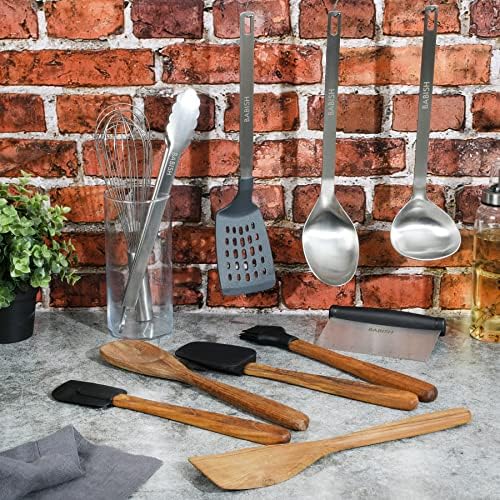 Babish 11 Piece Essential Teak Wood, and Stainless Steel Tool Set - Image 3