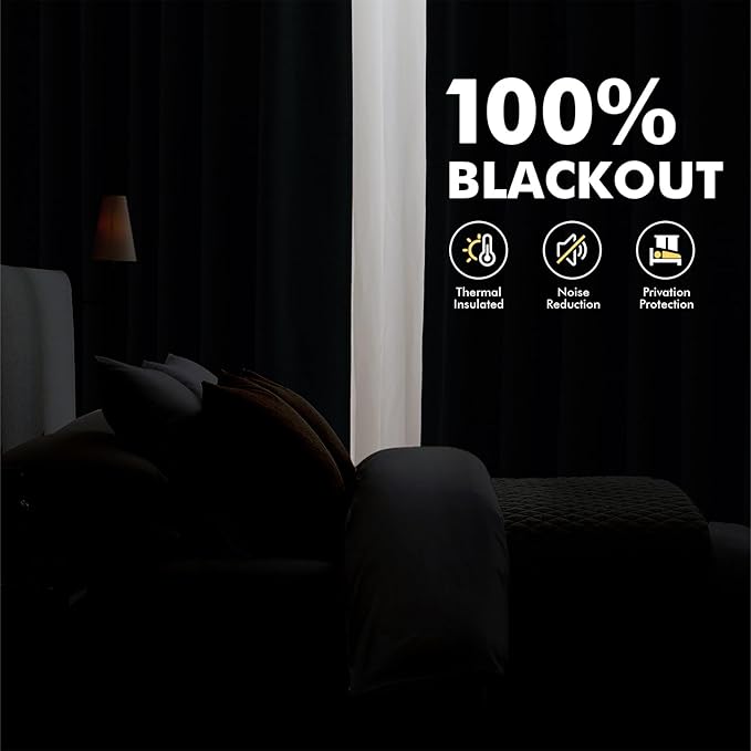 MIULEE 100% Blackout Linen Curtains 42 x 63 Inch Light Ivory 2 Panels | Thermal - Image 2